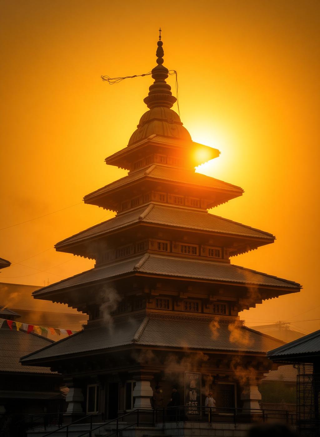 Pashupatinath Temple at golden hour, Kathmandu, Nepal